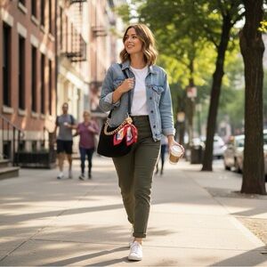 NWT ONE OF A KIND Elegant Black Vegan Leather Shoulder Bag with Gold Chain